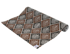 Heart Home Leaf Printed PVC Anti Slip Skid Shelf Mat, 10 Mtr (Brown & Black)