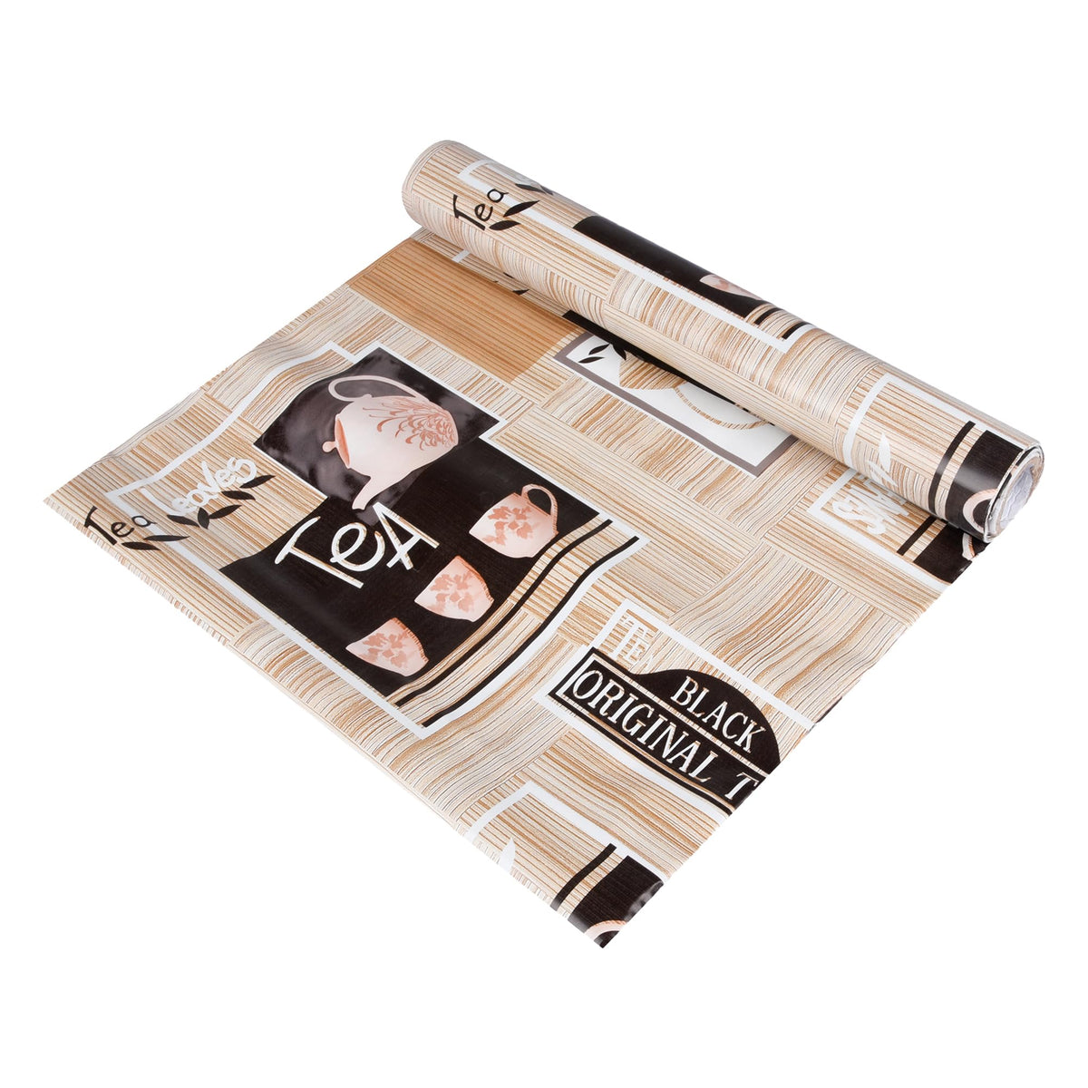 Heart Home Shelf Liner | Kitchen Cabinet Shelf Protector | Kitchen Liners for Cabinets and Drawers | Drawer Liner Mat | Kettle Design Shelf Liner Roll | Cabinet Mat | 3 MTR | Brown