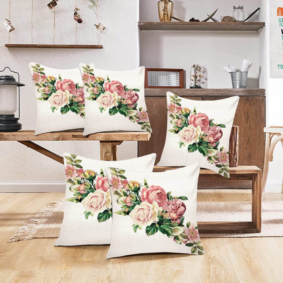 Kuber Industries Cushion Cover|Sofa Cushion Covers|Ractangle Cushion Covers|Cushion Covers 16 inch x 16 inch|Cushion Cover Set of 5|(White)