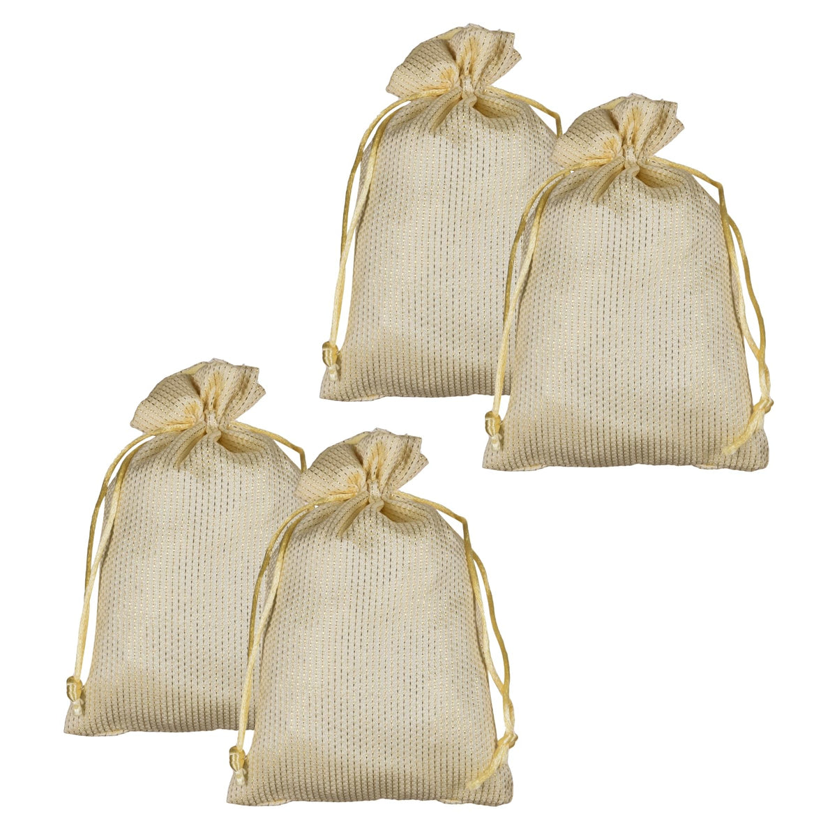 Heart Home Potli|Jari Silk Wedding Potli|Drawstring Closure Potli|Wallet Potli|Christmas Gift Potli|Baby Shower Potli|Traditional Shagun Potli|9x12 Inch|Large|Pack of 4|Cream