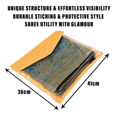 Heart Home Saree Cover | Clothes Storage Bag | Single Packing Saree with Zip Closure | Wardrobe Organizer | Cloth Stoarge Organizer | Carry Jama-Design | Pack of 12 | Yellow