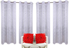 Kuber Industries Cotton 4 Pieces 7 Feet Eyelet Door Curtain (White) -CTKTC12958 (CTKTC012958)