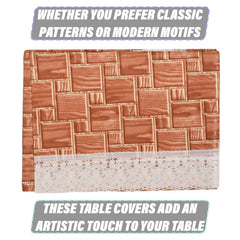Heart Home Center Table Cover | Table Cloth Cover | Tabletop Cover | Kitchen Table Cloth | Table Protector Cover | 4-Seater Table Cover | New Check-Print | CTC | 40x60 Inch | Golden