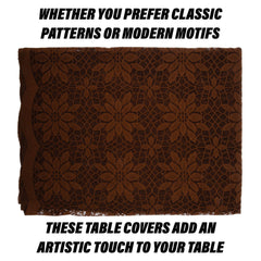 Heart Home Center Table Cover|Cotton Table Cloth Cover|4-Seater Table Cloth|Table Protector Cover|Table Cover for Center Table|Plain Jasmin Flower Table Cover|40x60 Inch|Brown