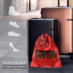 Heart Home Shoe Cover | Travel Shoe Storage Bags | Non-Woven Storage Bag | Shoe Cover with Drawstring | Shoe Organizer with Clear window | Pack of 6 | Multi