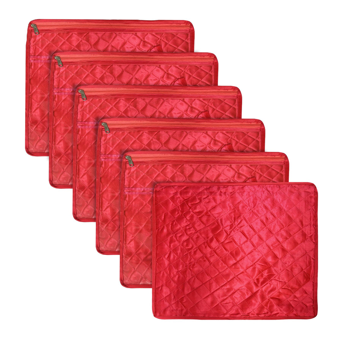 Heart Home Saree Cover | Clothes Storage Bag | Single Packing Saree with Zip Closure | Wardrobe Organizer | Cloth Stoarge Organizer | Bow-Design | Pack of 6 | Maroon