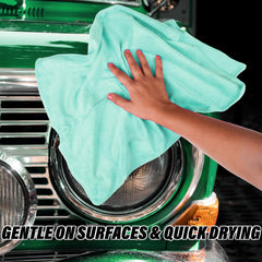 Kuber Industries Cleaning Towel | Reusable Cleaning Cloths for Kitchen | Duster Towel for Home Cleaning | 400 GSM Cleaning Cloth Towel for Car | Bike | 50x70 | Pack of 5 | Green