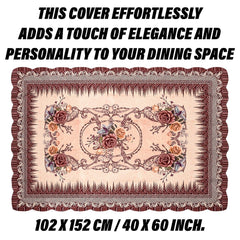 Heart Home Center Table Cover | Polyester Table Cloth Cover | 4 Seater Table Cloth | Pancy Panting Table Cover | Table Protector | Table Cover for Center Table | 40x60 Inch | Brown