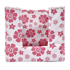 Heart Home Flower Printed Multiuses Non-Woven Closet Organizer With Handles (White & Pink) -HS43HEARTH26507