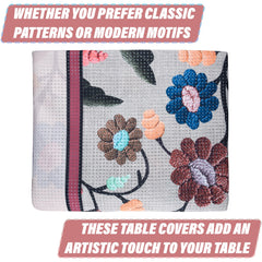 Heart Home Dining Table Cover | Tabletop Cover | Table Buffet Cover | Table Linen Cover | 6-Seater Table Cloth | Table Cloth Cover | Brown New Painting | DTC | 60x90 Inch | Cream