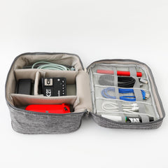 Homestic Travel Organizer For Electronic Accessories|Multipurpose Pouch|Adapter, Cable, Gadget Organizer|Two Comparment With Zipper|Great For Traveling (Grey)
