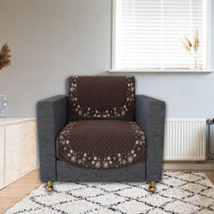 Heart Home Sofa Cover | Single Seater Sofa Slip Cover Set | Digital Painting Sofa Cover | SUEDE Ultra Sonic Couch Cover | Sofa Slipcover Set Living Room | Brown