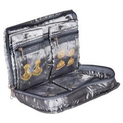 Heart Home Makeup Storage Bag | Vanity Organizer | Makeup Pouch | Pendant Organizer | Cosmetic Kit for Travel | 6 Pouch Organizer | Moti Jewellery Organizer | Large | Gray