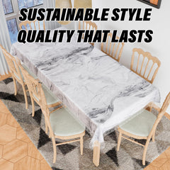 Heart Home Dining Table Cover | PVC Table Cloth Cover | 8 Seater Table Cloth | Marble Table Cover | Table Protector | Table Cover for Dining Table | 60x108 Inch | DTC | Gray