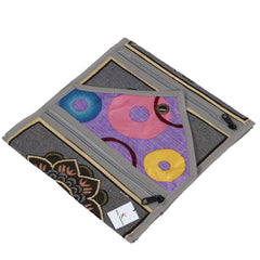 Kuber Industries Flower Design Cotton Wall Hanging Magazine Holder(Grey) - CTKTC034504