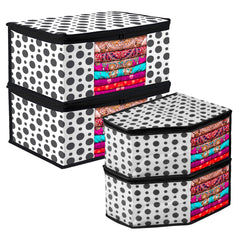 Heart Home Saree Cover & Blouse Cover Set | Saree & Blouse Organizer Combo Set | 2 Pieces Blouse & 2 Pieces Saree Cover Set | Zipper Closure | Dot-Design | Set of 4 | Black