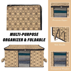 Heart Home Saree Cover & Underbed Stoarge Bag Set | 3 Pieces Saree & 3 Pieces Underbed Storage Bag Combo Set | Zipper Closure & Handle | Honeycomb-Design | Set of 6 | Coffee