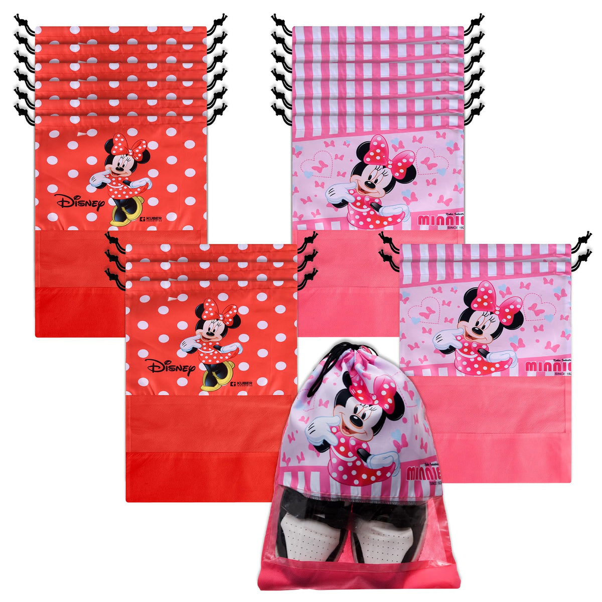 Heart Home Shoe Cover | Travel Shoe Storage Bags | Polyester Storage Bag | Drawstring Shoe Cover | Shoe Organizer with Clear window | Pack of 18 | Multi