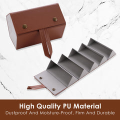 Kuber Industries 5 Slots Sunglasses Organizer | Hanging And Foldable Eyeglasses Case | Eyewear Display Containers For Women And Men | PU Leather Goggles Organizer Box Case | Brown | Pack of 2
