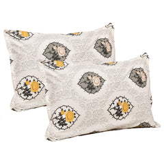 Heart Home Dohar Set | 1 Piece Double Bedsheet with 2 Pillow Cover & Dohar Combo Set | Bedsheet & AC Blanket Set for Bedroom | Comforter | Quilt | Pushpa Rose Print | Set of 4 | Yellow