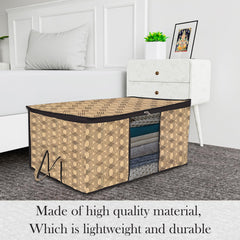 Heart Home Saree Cover & Underbed Stoarge Bag Set | 3 Pieces Saree & 3 Pieces Underbed Storage Bag Combo Set | Zipper Closure & Handle | Honeycomb-Design | Set of 6 | Coffee