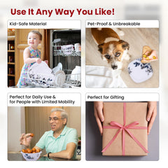 Kuber Industries 31 Pieces Square Unbreakable Microwave & Dishwasher Safe Melamine Dinnerware Kitchen Crockery Set | Glossy Dinner Set & Kitchen Set for Home | Blue Vine (Bail) - White