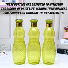 Heart Home Water Bottle | Plastic Water Bottle for Fridge | Water Bottle for Kitchen | Ideal for Restaurant | Water Bottle for Refrigerator | Dolphine Bottle | 1 LTR | Pack of 3 | Green