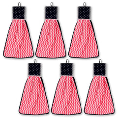 Kuber Industries Napkin | Washbasin Hanging Napkin | Kitchen Towel with Ties | Napkin for Kitchen | Zig Zag Napkin for Bathroom | Hand Towel for Kitchen | Pack of 6 | Pink