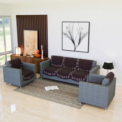 Heart Home Sofa Cover | Velvet Sofa Slipcover Set | Digital Painting Quilted Sofa Set | Suede Ultra Sonic Couch Cover | 5 Seater Sofa Cover for Living Room & Hall | 10 Piece | Maroon