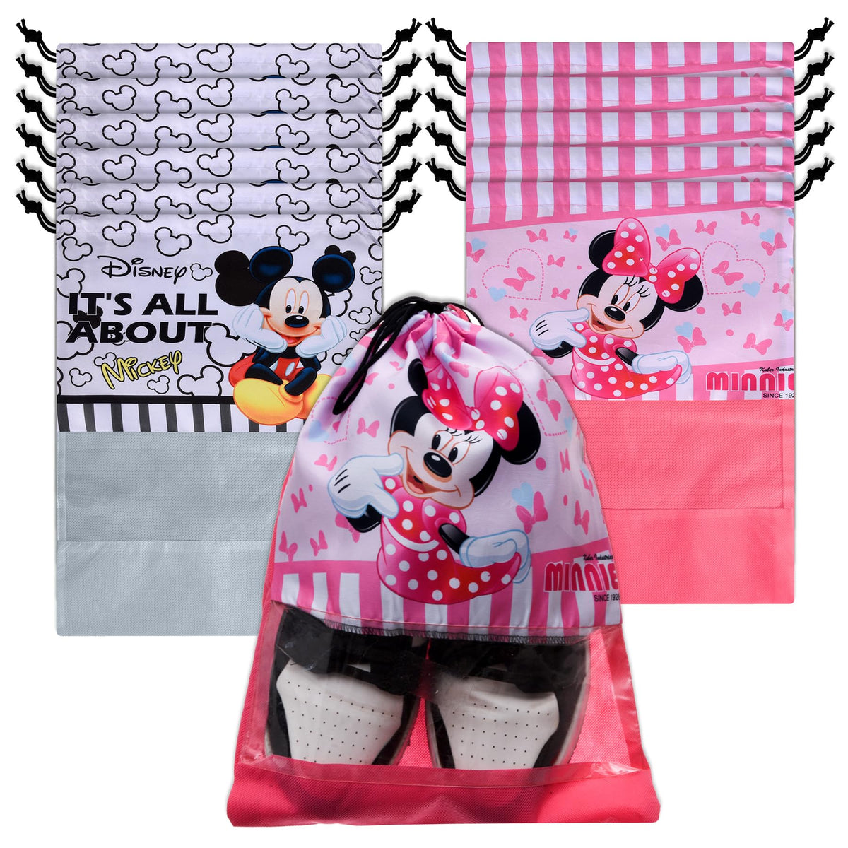 Heart Home Shoe Cover | Travel Shoe Storage Bags | Polyester Storage Bag | Drawstring Shoe Cover | Shoe Organizer with Clear window | Pack of 12 | Multi