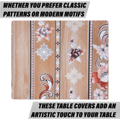 Heart Home Dining Table Cover | PVC Table Cloth Cover | 6 Seater Table Cloth | Table Protector | Table Cover for Dining Table | Passion Flower | 60x90 Inch | DTC | Brown