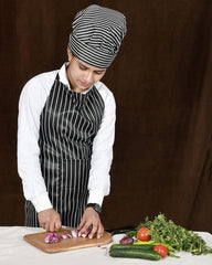 Kuber Industries Linning Printed Oil Stain Resistant Cooking Kitchen Apron & Cap for Men Women, Set of 4 (Black)-50KM01018