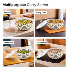 Kuber Industries Pack of 3 Stainless Steel Insulated Hotpot Roti Box with Transparent Glass Lid | 1.5L Chapati Casserole for Dining Table - Multicolor