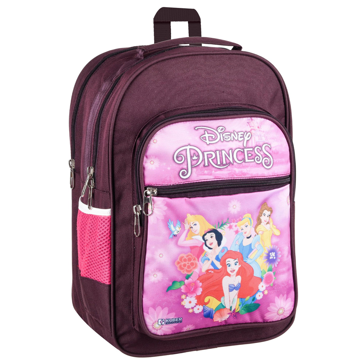 Heart Home Disney Princess School Bags | Kids School Bags | Student Bookbag | Travel Backpack | School Bag for Girls & Boys | School Bag with 4 Compartments | Wine