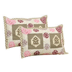 Heart Home Double Bedsheet with 2 Pillow Covers | 186 TC Premium Cotton Bedsheet for Double Bed | Bedsheet for Living Room-Home & Hotels | Arabic Beauty Gola | 100x108 Inch | Beige