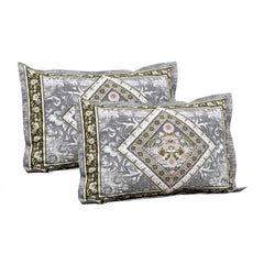 Kuber Industries Double Bedsheet with 2 Pillow Covers | 186 TC Premium Cotton Bedsheet for Double Bed | Bedsheet for Living Room-Home & Hotels | Arabic Beauty Flower Square | 100x108 Inch | Gray