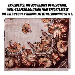 Kuber Industries Center & Dining Table Cover Set | Center & Dining Table Cover | Brown Flower Table Cover | Table Protector | Table Cover for Dining & Center | Golden