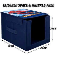 Heart Home Marvel Spider-Man Shirt Stacker|Foldable Shirt Stacker for Cloth|Non-Woven Wardrobe Organizer for Home With Lid (Blue)