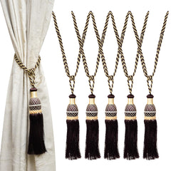 Kuber Industries Tassel Set | Curtain Tie Back Tassel Set | Curtain Holder Tieback | Curtain Tieback | Curtain Holder for Home & Office Dcor | Moti Kit Pit Tassel | Pack of 6 | Brown