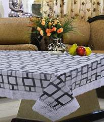 Kuber Industries Checkered PVC 4 Seater Center Table Cover - White
