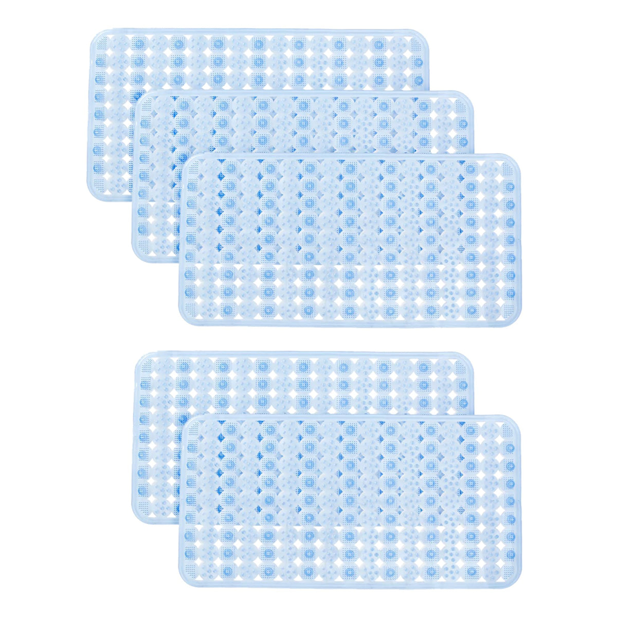 Kuber Industries Bathroom Mat|Anti Slip Mat for Bathroom Floor|Durable,Wear Resistant & Easy to Maintain|Acupressure & Foot Massager Door Mat with Water Drainage Holes|SG-01|69x36 cm,Blue (Pack of 5)