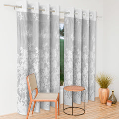 Heart Home Door Curtain|Darkening Door Curtains|Premium Drapes for Bedroom|Sheer Curtain with 8 Rings|Parda for Living Room|Net Frill Door Curtain|7 Ft|SY27|White