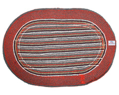 Heart Home Strips Design Soft Cotton Doormat Dirts Trapper Mat Bath Door Mat Machine Washable for Porch/Kitchen/Bathroom/Laundry Room- Pack of 2 (Blue & Red)-50HH01921