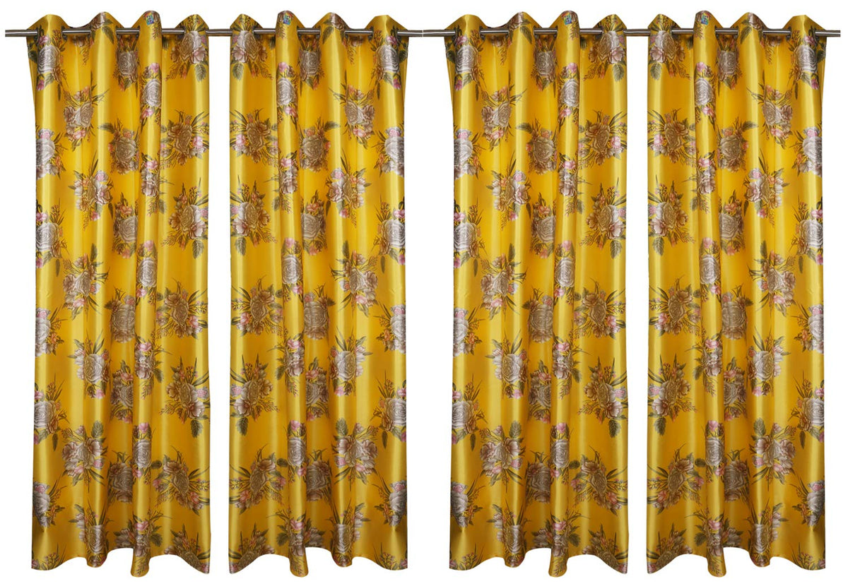 Kuber Industries 1 Piece Polyester 7 Feet Eyelet Door Curtain (Gold) -Ctktc12911