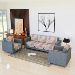 Heart Home Sofa Cover | Net Sofa Slipcover Set | Sofa Cover for Living Room | Sofa Slip Cover for Hall | 5-Seater Sofa Cover for Home Decor | Sofa Cover Set | Peacock-Design | 10 Piece | Cream