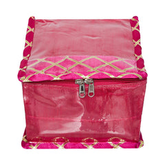 Kuber Industries Makeup Storage Bag | Locker Makeup Kit | Cosmetic Kit for Travel | Makeup Kit for Woman | 10 Detachable Pouch | Gota Check Jewellery Organizer | Small | Pink