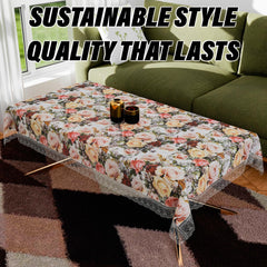 Heart Home Center Table Cover | PVC Table Cloth Cover | 4 Seater Table Cloth | Rose Table Cover | Table Protector | Table Cover for Center Table | 40x60 Inch | CTC | White