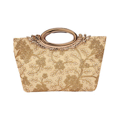 Kuber Industries Silk Clutch Ladies Handbag (Cream) -CTKTC8789