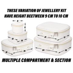 Heart Home Jewellery Kit|Cosmetic Storage Box|Travel Pouch|Jewellery Box for Women|Jewellery Make up Organizer|5 Different Pouch|Dot Vanity Pouch|White