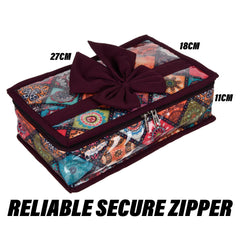 Heart Home Jewellery Kit | Travel Makeup Organizer | Zipper Clouser Cosmetic Kit | 6 Pouch Jewellery Kit | Cosmetic Bag for Women | Bow Rangoli Jewellery Kit | Wine